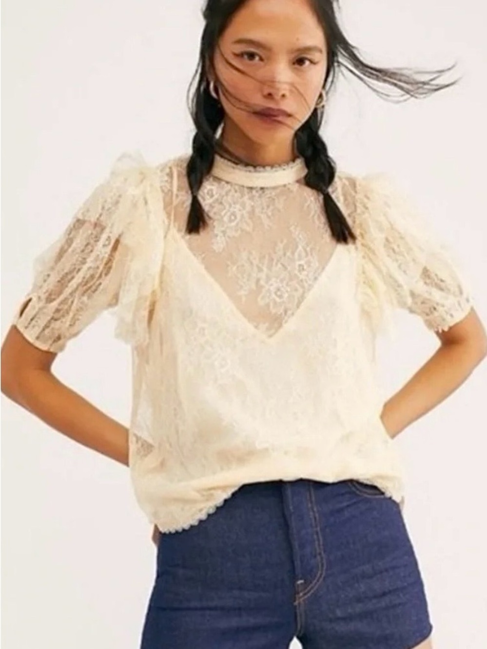 Free People Secret Admirer Lace Blouse Size XS